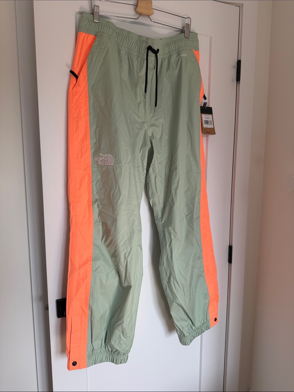 The North Face Pastel Green and Neon Orange Track Pants